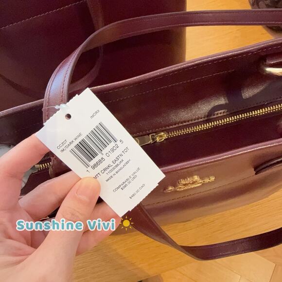 NWT Coach Easton Tote Bag CCZ07 Shiny smooth leather Dark Wine - Picture 5 of 8